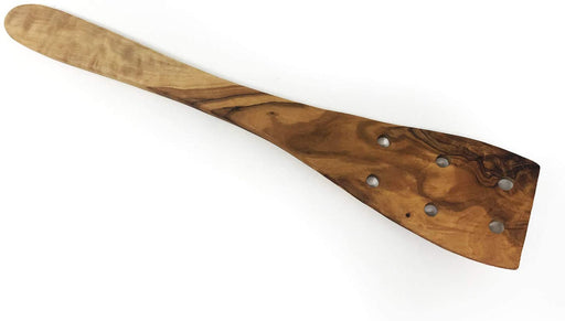 Handmade Olive Wood Pierced Spatula Decorative And Cooking Utensil Handmade and Hand carved By Artisans (11.75" x 2.5" x 0.3")