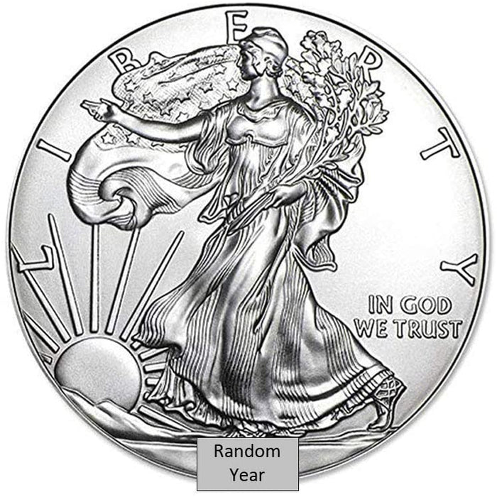 American Eagle Silver Dollar Random Year, Walking Liberty. 1 Dollar 1 OZ .999 Pure Silver. Uncirculated BU by US Mint - Comes with Coin Capsule Holder Sealed Protection