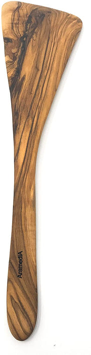 Wooden Cooking Utensil Olive Wood Spatula - Handmade and Hand Carved By Artisans (12.5" x 2.5" x 0.3")