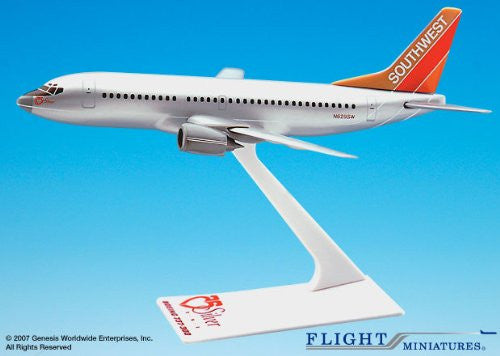 Southwest Silver One 737-300 Airplane Miniature Model Plastic Snap Fit 1:200 Part# ABO-73730H-201