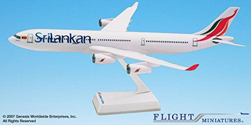 Sri Lankan (99-Cur)Airbus A340-300 Airplane Miniature Model Plastic Snap Fit 1:200 Part# AAB-34030H-020