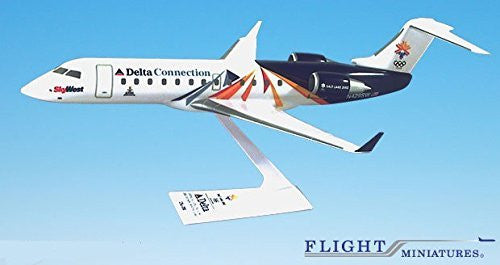 SkyWest Olympic 2002 CRJ200 Airplane Miniature Model Plastic Snap-Fit 1:100 Part# ACA-20000C-300