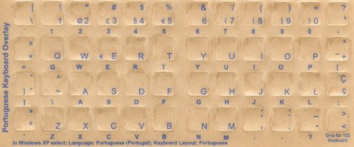 Portuguese Transparent Keyboard Stickers Blue