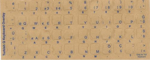 Turkish keyboard stickers - Blue Print Characters