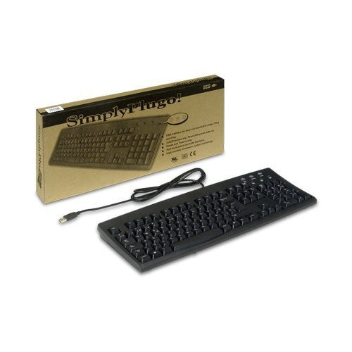 Standard English US Black Wired USB Keyboard SimplyPlugo Brand by Solidtek