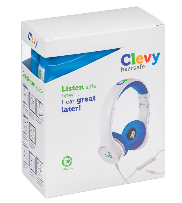 Products Clevy Kids Headphone - Hearsafe Volume Limiting Children's Headphones - Including Mic and Spiral Cable