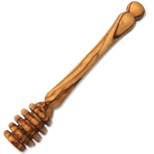 AramediA Olive Wood - Honey Dipper (Length 6"), and Olive Wood Citrus Lemon, Lime, and Orange Handmade Reamer Juicer Squeezer