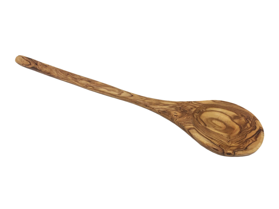 AramediA Olive Wood Spoon Round Handle Decorative And Cooking Utensil Handmade and Hand carved By Artisans ( 13" x 2.5" x 0.5")