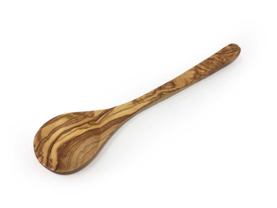 AramediA Olive Wood Spoon Round Handle Decorative And Cooking Utensil Handmade and Hand carved By Artisans (8" x 2" x 0.3")